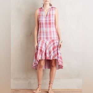 Maeve Anthropologie Plaid Swing Sleeveless Dress Sz S